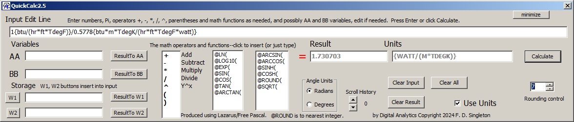 QCalc2.5 main window